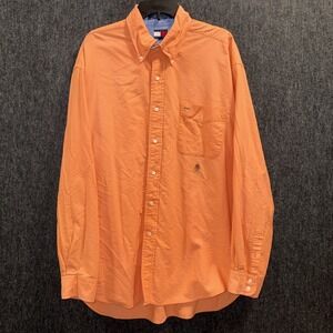 Tommy Hilfiger Mens Button Down Shirt Long Sleeve Orange Casual Top XLarge